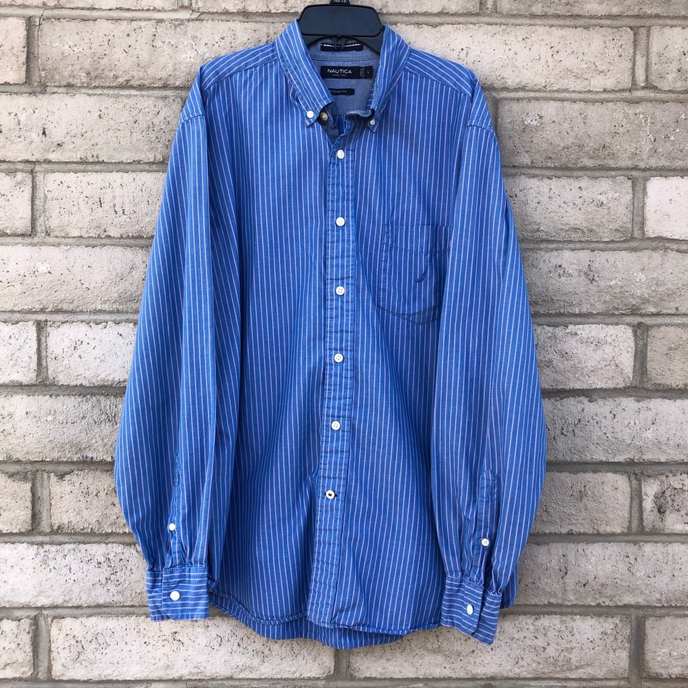 Men's Nautica Classic Fit Long Sleeve Button Down Striped Shirt